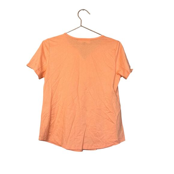 Karen Scott peach cream short sleeved ruffle front t shirt size petite small - Picture 2 of 6